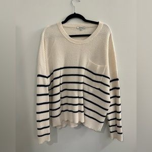 Madewell Blue and Cream Striped Oversized Sweater